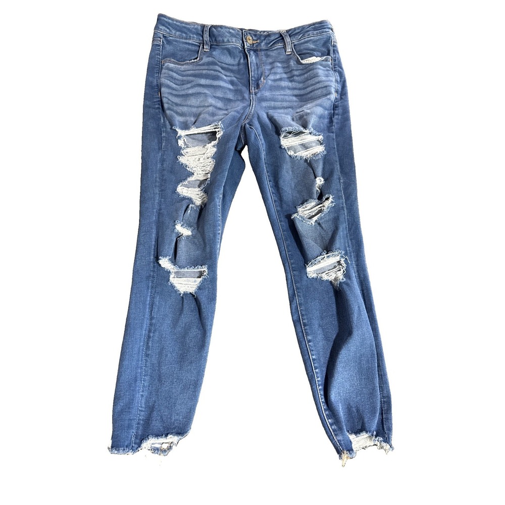 American Eagle Jegging Women 16 Short Curvy High Rise Stretch Distressed Jeans